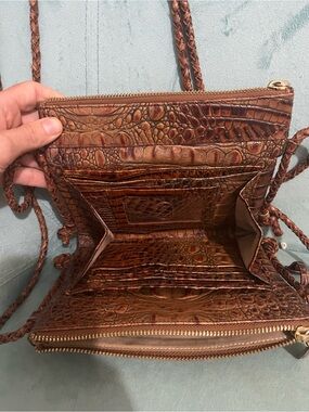 Brahmin Brown Croc-Embossed Leather Crossbody Wallet